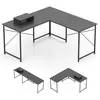 Costway Bureau en Forme de L Réversible de 150 cm avec Prise Intégrée ...