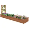 CostwayCarré Potager en Bois de Sapin 235x63x102CM Treillis Base Ouver...