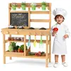 CostwayCuisine de Jeu avec Robinet Éviers Amovibles Tableau Noir Plaqu...