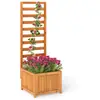 CostwayJardinière avec Treillis en Bois 123 CM Bac à Fleurs Surélevé p...