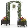 CostwayJardinières en Rotin à Arrosage Automatique avec Treillis et To...