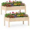 CostwayLot de 2 Bacs de Jardin Surélevés en Bois avec Pieds Jardinière...