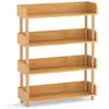 Costway Etagere Rangement 4 Niveaux Bibliotheque en Bois de Pin avec É...