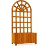 CostwayJardinière Surélevée en Bois avec Treillis Bac à Fleurs d'Extér...