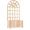 CostwayJardinière Surélevée en Bois avec Treillis Bac à Fleurs d'Extér...