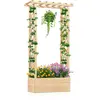 CostwayJardinière avec Treillis Toit Suspendu en Bois avec Trou de Dra...