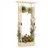 CostwayJardinière avec 2 Treillis Latéraux Toit Suspendu en Bois d'Épi...
