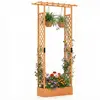 CostwayJardinière avec 2 Treillis Latéraux Toit Suspendu en Bois d'Épi...