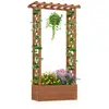 CostwayJardinière avec Treillis Toit Suspendu en Bois avec Trou de Dra...