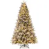 COSTWAY Sapin de Noël artificiel 270cm avec neige LEDs blanc chaud & s...