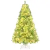 Sapin de Noël LED Blanc à Fibre Optique 210cm COSTWAY-Feuilles Irisées...