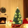 Sapin de Noël Illuminé 120CM COSTWAY-Fibre Optique-18 Lumières Guirlan...
