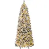 COSTWAY Sapin de Noël Artificiel Pré-éclairé de 180 cm avec Embout Fle...