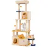 CostwayArbre à Chat Mignon de 163cm avec 2 Condos Perchoir en Peluche ...