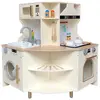 CostwayCuisine de Jeu pour Enfants Cuisine d'Angle en Bois avec Robine...