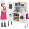 CostwayCuisine Enfants avec 16 Accessoires&3 Hauteur Réglable Jeu de C...