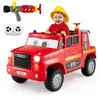 CostwayCamion de Pompiers Électrique pour Enfants Voiture de Pompier 1...