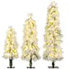 CostwayLot de 3 Sapins de Noël Artificiels (90/120/150 cm) avec Lumièr...