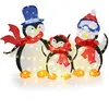 CostwayDécorations de Noël Famille de Pingouins Lumineux Ensemble Ping...