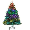 CostwayArbre de Noël Artificiel Pré-éclairé avec Télé Lumières RGB Mul...