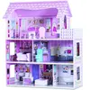 CostwayMaison de Poupées en Bois à 3 Etages Maison de Rêves avec Acces...