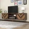 NECHE Yoleo - Meuble tv avec 2 Portes en bois massif + 4 compartiments...