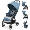 BALOVEBY Poussette Canne, Poussette Compacte Ultra Légère, Poussette Bébé Pour Nouveau-né Jusqu’à 22 kg, Pliable, Dossier Réglable - Bleu