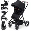 BALOVEBY Poussette 2 En 1, Poussette Combinée Compacte Légère Pliable Avec Siège Inclinable, Poussette Bébé Confort Pour 0-3 Ans Noir