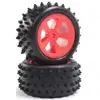 Losi 4 Row Rear Tires, Mounted, Red (2) : Mini JRX2