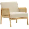 Homifab - Fauteuil en cannage et velours côtelé beige - Mani