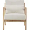 Homifab - Fauteuil en bois et velours côtelé beige - Lanna