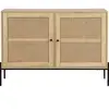 HOMIFAB Buffet 2 portes en cannage naturel et effet chêne 110 cm - iris Iris