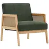 HOMIFAB Fauteuil en cannage et velours côtelé vert - mani Mani