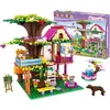 HOGOKIDS Cabane dans Les Arbres avec Fontaine et Animaux Ensemble de c...
