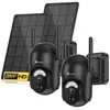 Lot de 2 CAMERA DE SURVEILLANCE CTRONICS sans fils Extérieur Solaire 3...