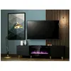 BB-LOISIR Meuble tv Noir 180x49x40cm Avec Cheminée chauffante intégrée palace sur pieds