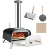 GIANTEX Four Pizza en Fer Extrieur-Four BoisGranulsCharbon-avec Pierre Pizza 13-ThermomtreChemine Amovible- 450C
