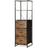 COSTWAY Bibliothèque à 6 Niveaux-3 Etagères, 3 Tiroirs, 43 x 39 x 156 cm, Marron Rustique