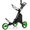 COSTWAY Chariot de Golf Pliable à 4 Roues Sangle Elastique,Porte-paras...