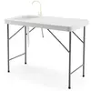 COSTWAY Table de Pêche avec Éviers, Table Pliante Portable pour Nettoy...