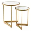COSTWAY Table de Basse Gigognes Rondes - Structure en Acier Doré - Sty...