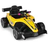 COSTWAY Voiture électrique 12 v pour enfants - f1 racing- 2 à 5 kmh- télécommande, musique, lumières - enfants de 3 à 7 ans - jaune
