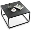 COSTWAY Table Basse Carrée Moderne, 70 x 70 x 40 CM, avec Dessus de Table en Faux Marbre et Structure en Acier, Noir