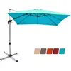 COSTWAY Parasol Déporté Carré 3M avec Base en Croix Poteau en Aluminiu...