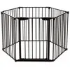 COSTWAY barrière de sécurité noir 380x75cm 6 pans clôture de cheminée en fer