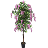 Plante Artificielle avec Fausses Fleurs Roses 180cm Faux Arbre avec Po...