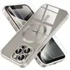 YAEFDD Coque magnétique pour iPhone 13 promax [jamais jaune] full camera lens Protector plaqué Soft transparent gris
