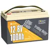 Power Queen Batterie Lithium LiFePO4 à basse Température 12V 100Ah 1280Wh - BMS 100A - - 4000+ Cycles- L329*Pl72*H214mm