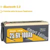 Batterie Lithium 24V100Ah 2560Wh Bluetooth LiFePO4 Power Queen bms 100A amélioré, protection à basse température,4000-15000 Cycles, pour solaire,