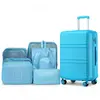 KONO Ensemble de Valises 51.5x40x22cm Légères ABS rigide avec 8 cubes d'emballage, Valise de Voyage à 4 roulettes et Serrure TSA, Bleu